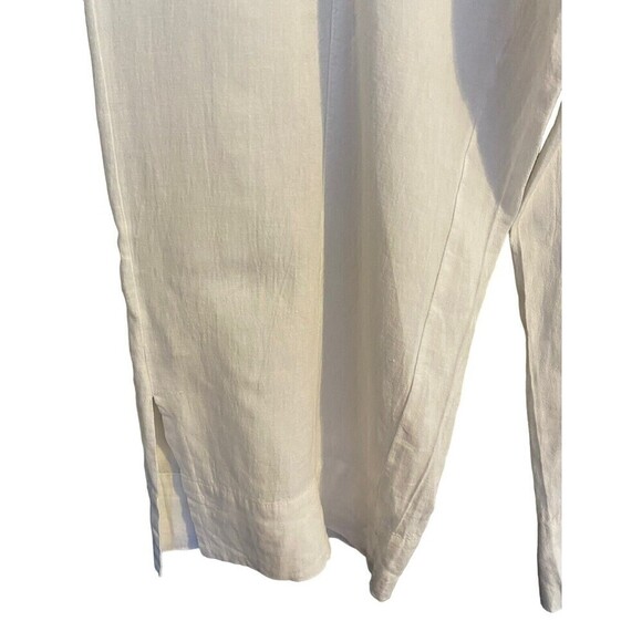 Nic + ZOE Pants Womens Size 12 Wide Leg Linen Blend White Stretch Elastic Waist - Picture 3 of 12